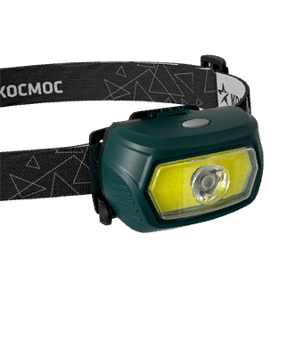 Фонарь налоб. аккум/3Вт+5ВтCOB/кол. линза/съемн Li-ion18650 1200mAh/USBшн type КОСМОС KOC509Lit