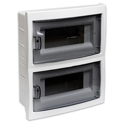 Бокс для скрытой установки ЩРВ 16 мод. прозрачн. дверца (КНС-16Д) КНС-16Д