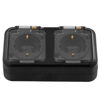 Блок 2 роз ОП з/к черн. прозр. крыш. IP54 Пралеска аква РА16-303черный