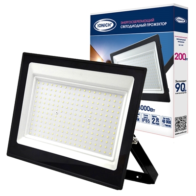 Прожектор LED 200W 6500K IP65 плоский чер IFLSLED-DOB-200-865-BL-IP65 IONICH 1481@ UNIVersal  1481