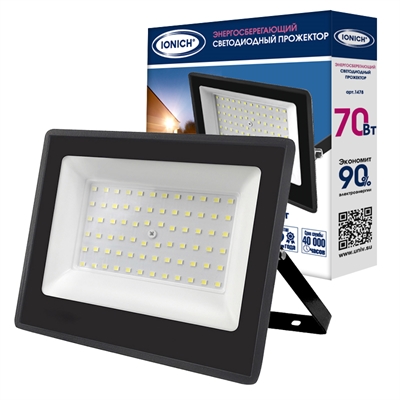 Прожектор LED 70W 6500K IP65 плоский чер IONICH 1478  UNIVersal                                      1478