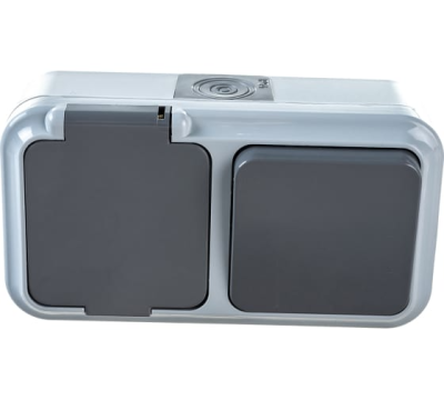 Блок ОУ 1кл+роз б/з бел. крыш. IP54 Пралеска аква В-РЦ-653