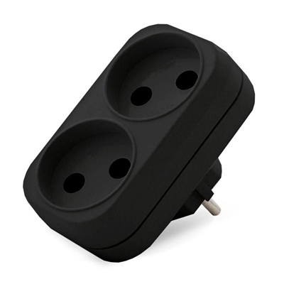 Разветвитель 2гн б/з черн. плоский 10А UNIVersal 1932