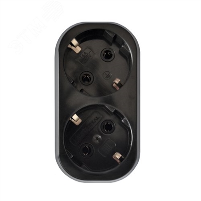 Разветвитель 2гн с/з плоский черн. 16А UNIVersal 1933