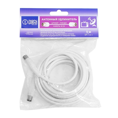 Удлинит. ТВ шт - гн 5м (белый)  1131-1