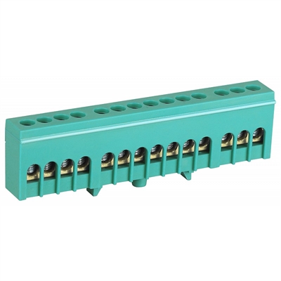 Шина PE земля в изолир. корпусе ШНИ-6х9-14-Д зеленая на DIN-рейку NO-224-105 ЭРА Б0062957