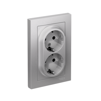 Роз. 2м с/з 16А в сборе алюминий SE AtlasDesign ATN000324