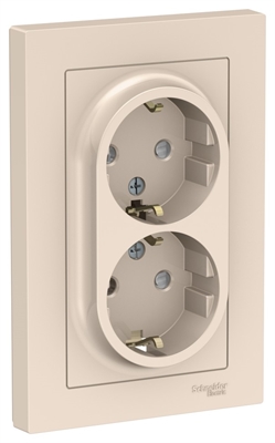 Роз. 2м с/з 16А в сборе бежевый SE AtlasDesign ATN000224