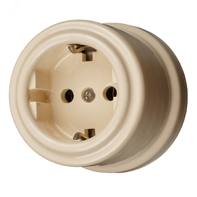 Розетка с З.К., керамика, цвет Песочное золото B1-101-04 B1-101-04