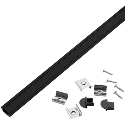 Профиль GAL-GLS-2000-7-22-B-B черный (2м профиль+ черн. рассеиватель+2 заглушки+4 скобы с шурупами)  523140