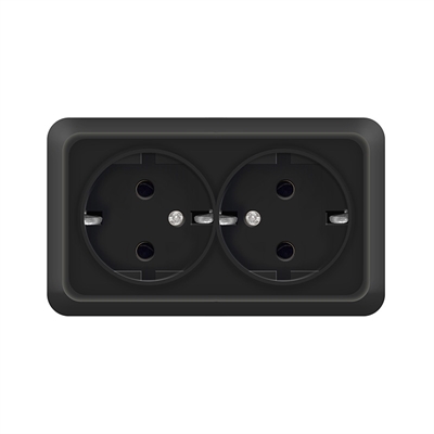 Розетка 2м с/з о/у черн. "Олимп" 2216 UNIVersal 2216