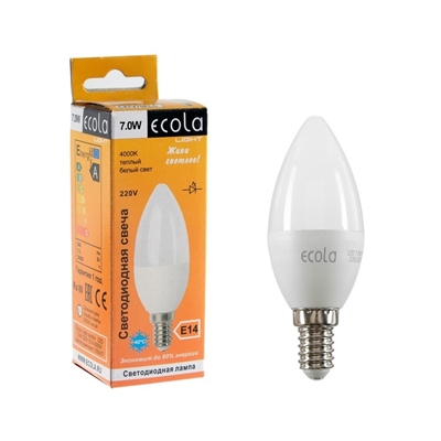 # ECOLA LED 7,0W 220V E14 2700K свеча C4TW70ELC C4TW70ELC