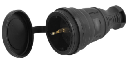 AY-KA Разъём (штепсель) с крышкой каучук c/з 16A IP44 черный 5511700 5511700 - фото 6373
