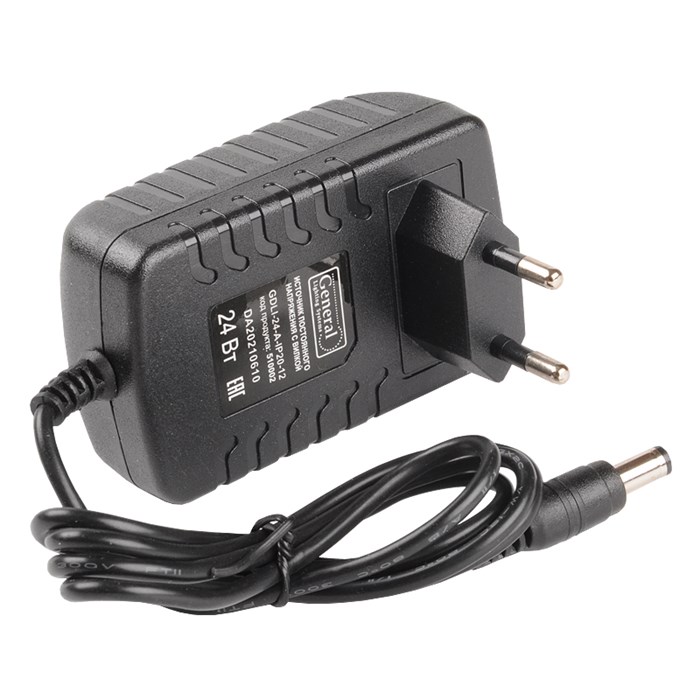 Источник постоянного напряжения с вилкой GDLI-24-A-IP20-12 510002 General 510002 - фото 6781