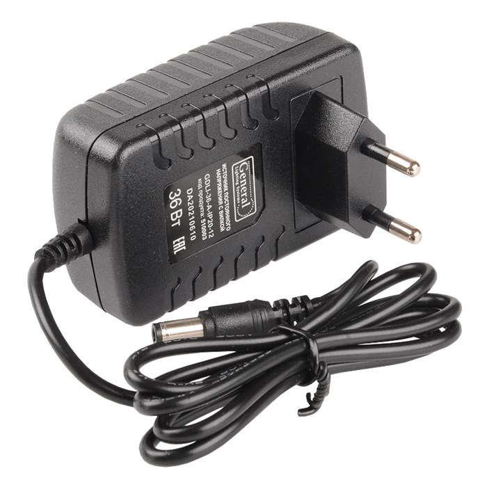 Источник постоянного напряжения с вилкой GDLI-36-A-IP20-12 510003 General 510003 - фото 6782