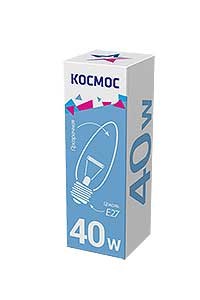 Лампа свеча прозр. 40Вт Е27 Космос LKsmSCnCL40E27v2 - фото 7206