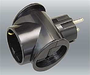 3Т1 Тройник 16А с/з черный (50) TOKER 202-114