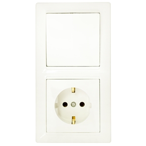 Блок (1 выкл. + роз. с земл.) СУ серия СТИЛЬ, (В-РЦ-691 бежевый) В-РЦ-691 бежевый