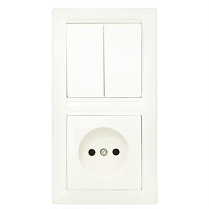 Блок (2 выкл. + роз.) СУ серия СТИЛЬ, (2В-РЦ-687 бежевый) 2В-РЦ-687 бежевый