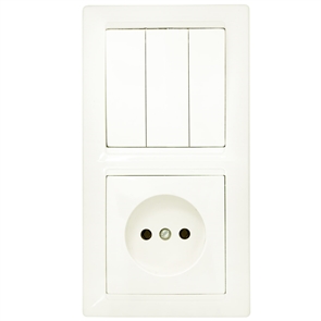 Блок (3 выкл. + роз.) СУ серия СТИЛЬ, (3В-РЦ-689 бежевый) 3В-РЦ-689 бежевый