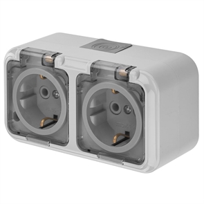 {{photo.Alt || photo.Description || 'Роз. 2-местн. ОУ с земл. IP54, с прозрачной крышкой серия ПРАЛЕСКА АКВА, серый (РА16-303 (02))'}}