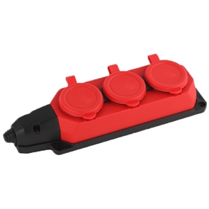 AY-KA  Колодка ОУ 3-ая каучук с/з 16A IP44 красный 5530001