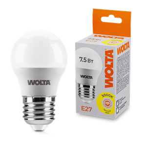LED GL45 7.5W E27 3000K шар Wolta 25Y45GL7.5E27