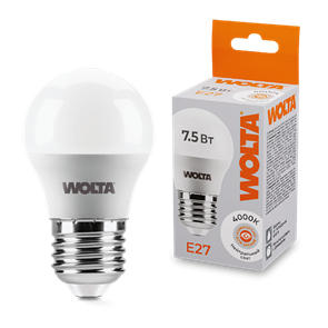 LED GL45 7.5W E27 4000K шар Wolta 25S45GL7.5E27