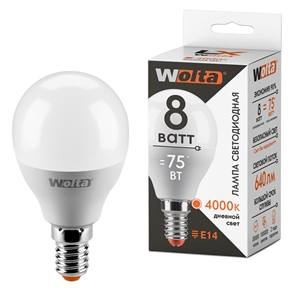 LED GL45 8W E14 4000K шар LX Wolta 30S45GL8E14