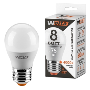 LED GL45 8W E27 4000K шар LX Wolta 30S45GL8E27