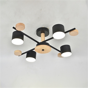 Люстра под лампу GCHL-4GX53-M Черная+Дерево Венто 662211 General 662211