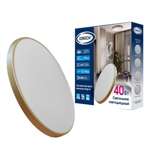 Светильник светодиодный быстрого монтажа ТМ IONICH IDPB-SnapIn 40Вт 3600Лм 5000К 370мм IP40 золото 2 2706