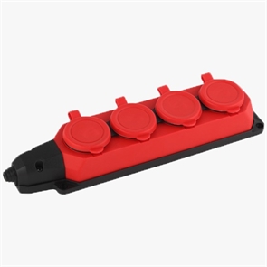 AY-KA  Колодка ОУ 4-ая каучук с/з 16A IP44 красный 5540001