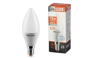 LED 7.5W E14 4000K свеча Wolta 25SC7.5E14