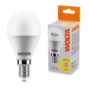 LED GL45 10W E14 3000K шар  Wolta 25Y45GL10E14