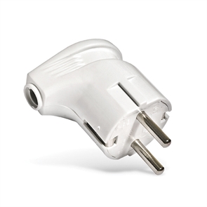 Вилка угловая с/з белая 16А