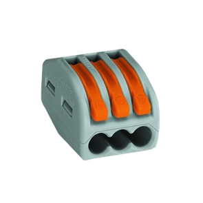 Клемма 3 провод. серая с рычагами WAGO  222-413 (50шт/уп) 222-413