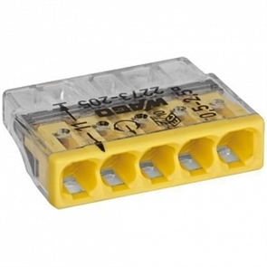 Клемма 5 провод. 0,5-2,5мм.кв. (только медь) WAGO (100шт/уп) 2273-205