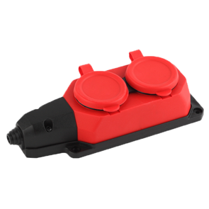 AY-KA  Колодка ОУ 2-ая каучук с/з 16A IP44 красный 5520001