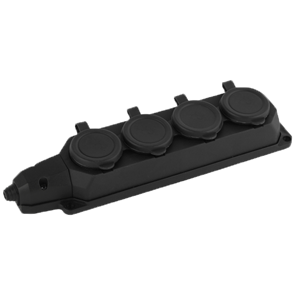 AY-KA  Колодка ОУ 4-ая каучук с/з 16A IP44 черная 5540000