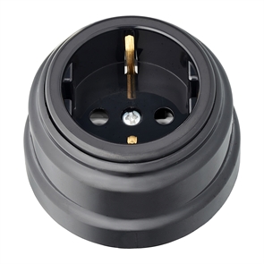 Роз. 1-местн. с земл. 16А ОУ серия РЕТРО, (РА16-0202 черный) РА16-0202 черный