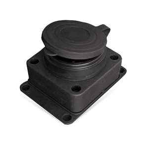 Розетка 1м с крыш. с/з каучук с заглуш. IP44 черн. 