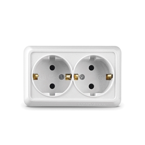 Розетка 2м с/з о/у бел. 