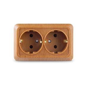 Розетка 2м с/з о/у бук 