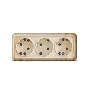 Розетка 3м с/з о/у сосна 