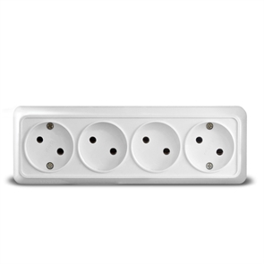 Розетка 4м б/з о/у бел. 