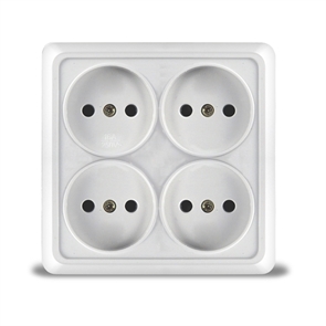 Розетка 4м б/з о/у квад. бел. 