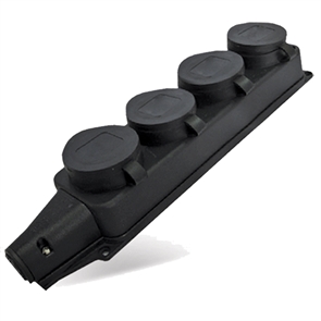 Розетка 4м с крыш. с/з каучук с заглуш. IP44 