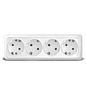 Розетка 4м с/з о/у бел. 