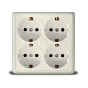 Розетка 4м с/з о/у квад. беж. 